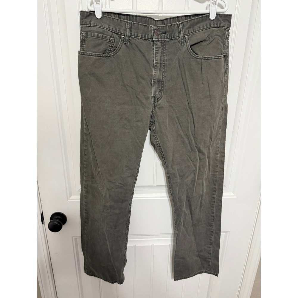 Levi's Pants Mens 38x32 505 Regular Fit Gray Straight Leg Twill EUC